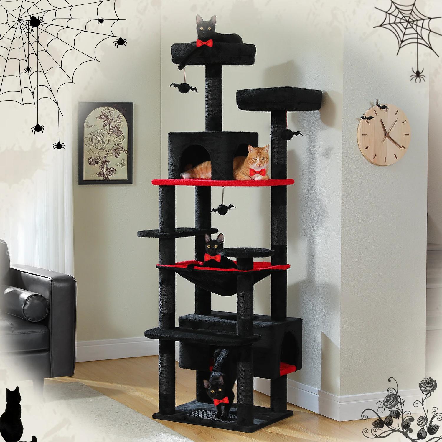 Grand arbre et tour pour chats d'intérieur, avec postes à gratter recouvertes de Sisal, hamac spacie