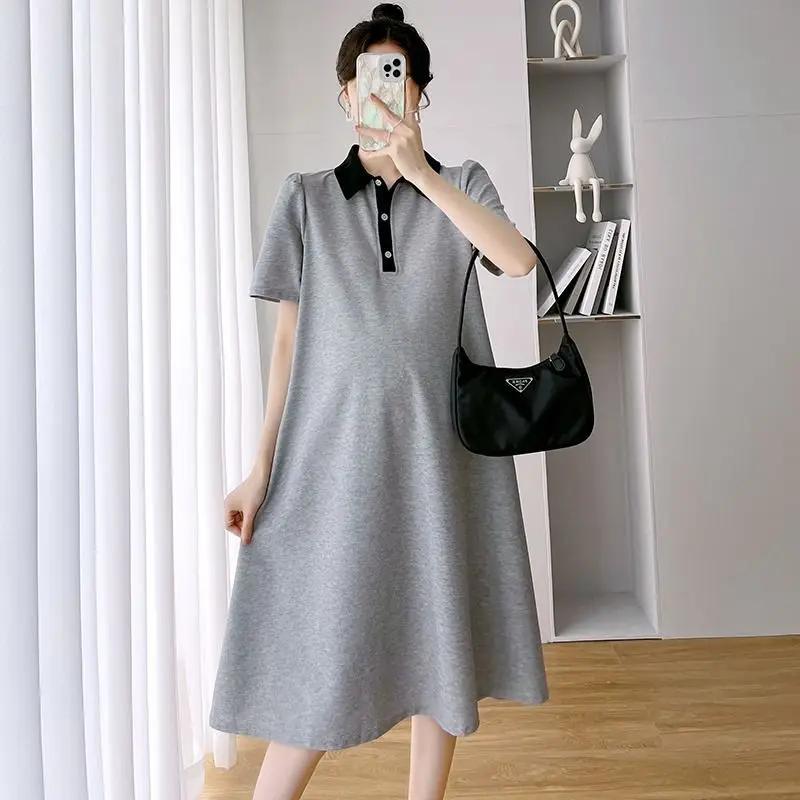 Robe de maternité été à manches courtes robe Polo revers maternité été à manches courtes robes de ma