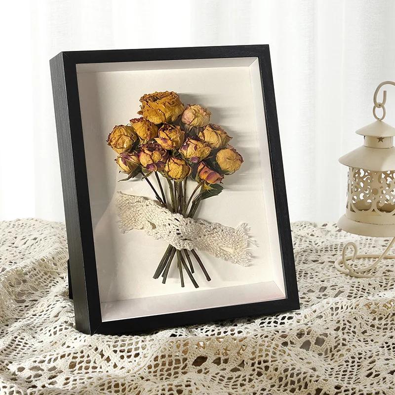 Cadre photo en bois bricolage nordique, boîte d'ombre, profondeur de 3cm, affichage, tridimensionnel