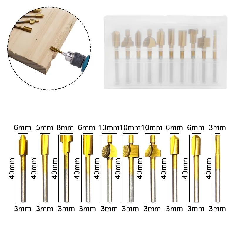 Jeu de forets de routeur de routage HSS, pour outils de fraises rotatives en carbure Dremel, bois, p