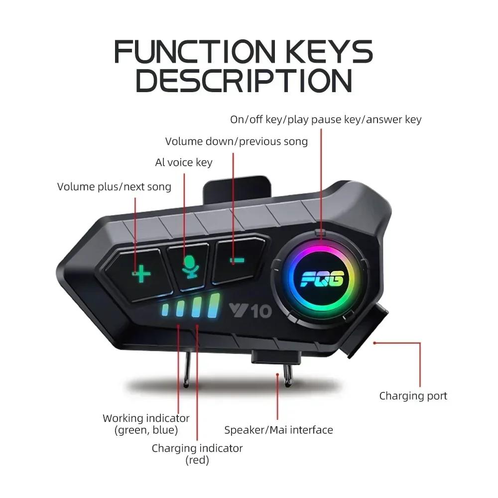 Y10 casque de moto casque Bluetooth 1000Mah réduction du bruit sans fil mains libres étanche moto éc