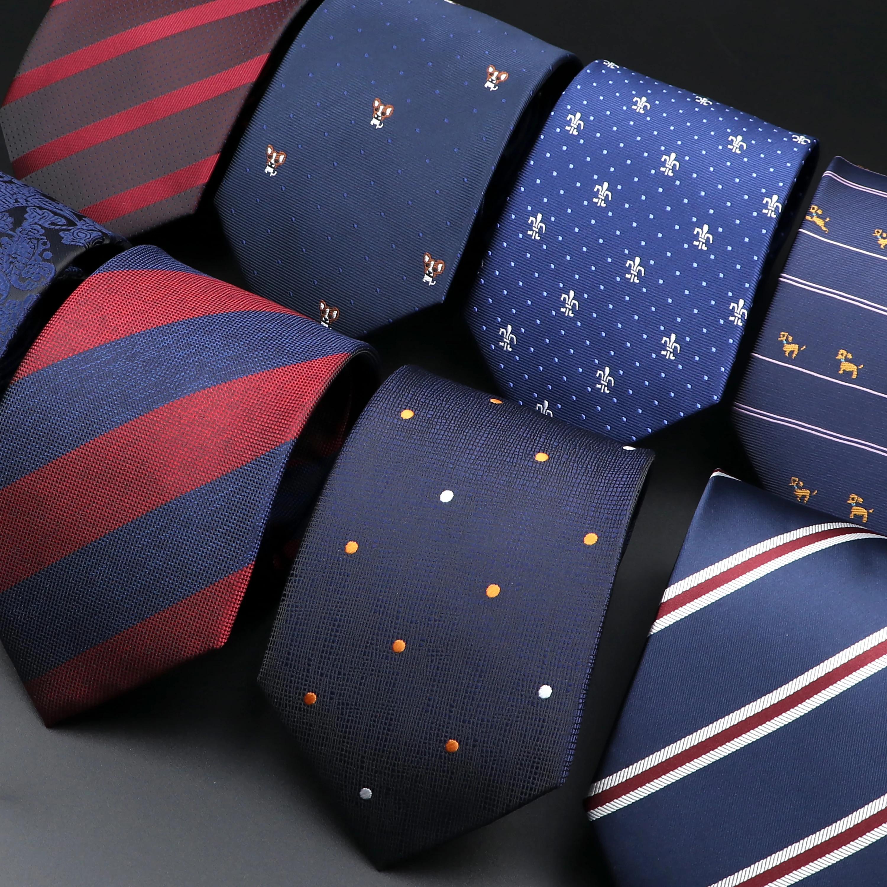 Nouveauté cravates pour hommes dessin animé chien points Paisley rayé mode hommes réunion d'affaires