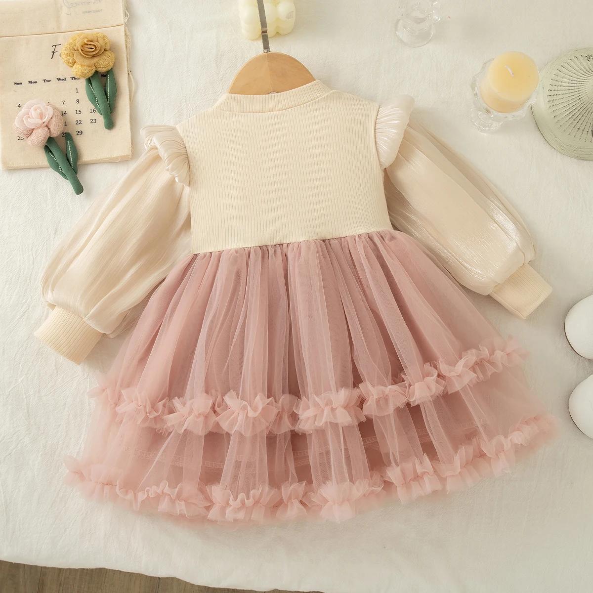 Robe de princesse en mousseline de soie pour bébé fille, couleur unie, vêtements pour enfants avec n
