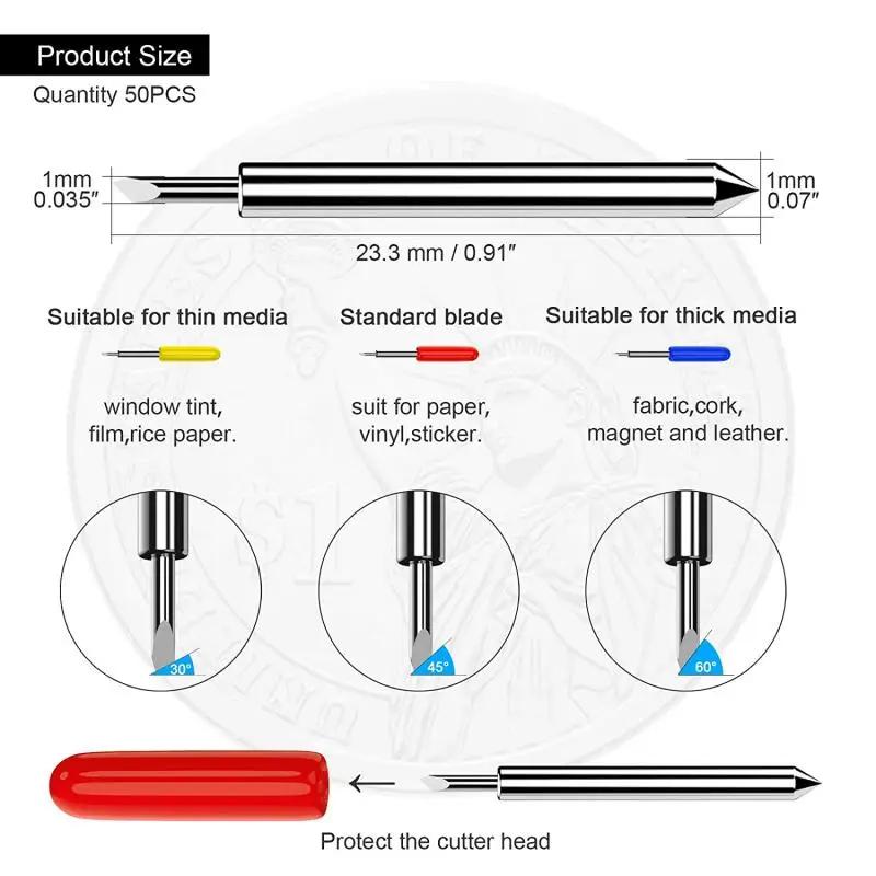 Lames de rechange pour traceur Roland Cricut, 30/45/60 degrés, 50 pièces, lames de coupe pour outils