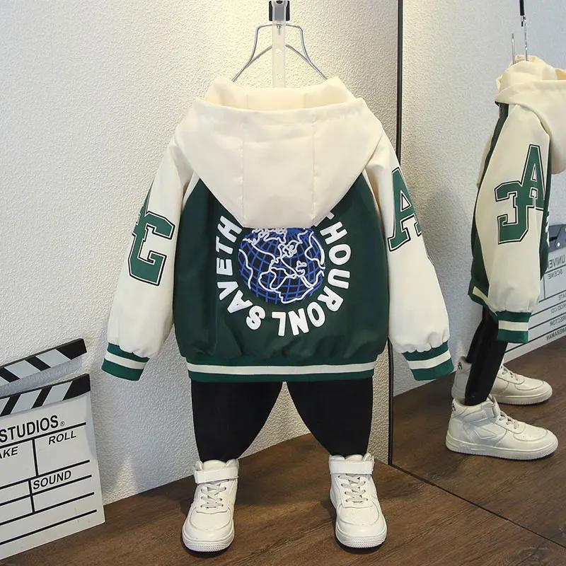 Mode garçons couleur bloc veste de Baseball 2025 printemps automne bébé fille lettre imprimer décont