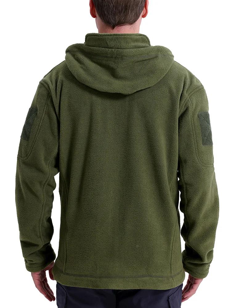 Veste polaire tactique pour hommes, sweat à capuche militaire chaud avec fermeture éclair complète, 