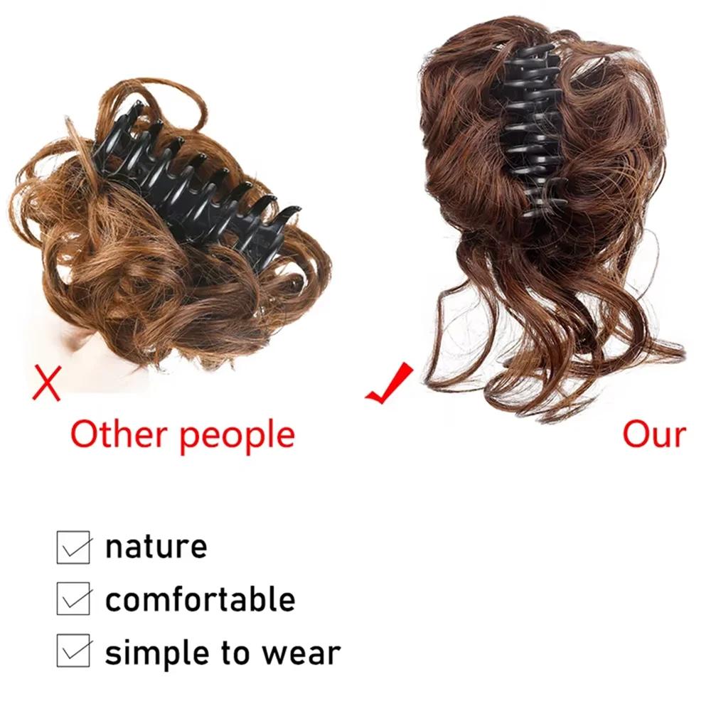 10 pouces pince à cheveux synthétique désordre bouclés Faux Chignon pince à cheveux ébouriffé Updo c