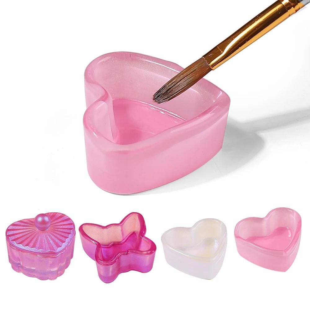 Verre de cristal plusieurs formes tasse à ongles poudre acrylique liquide Dappen plat bol support co