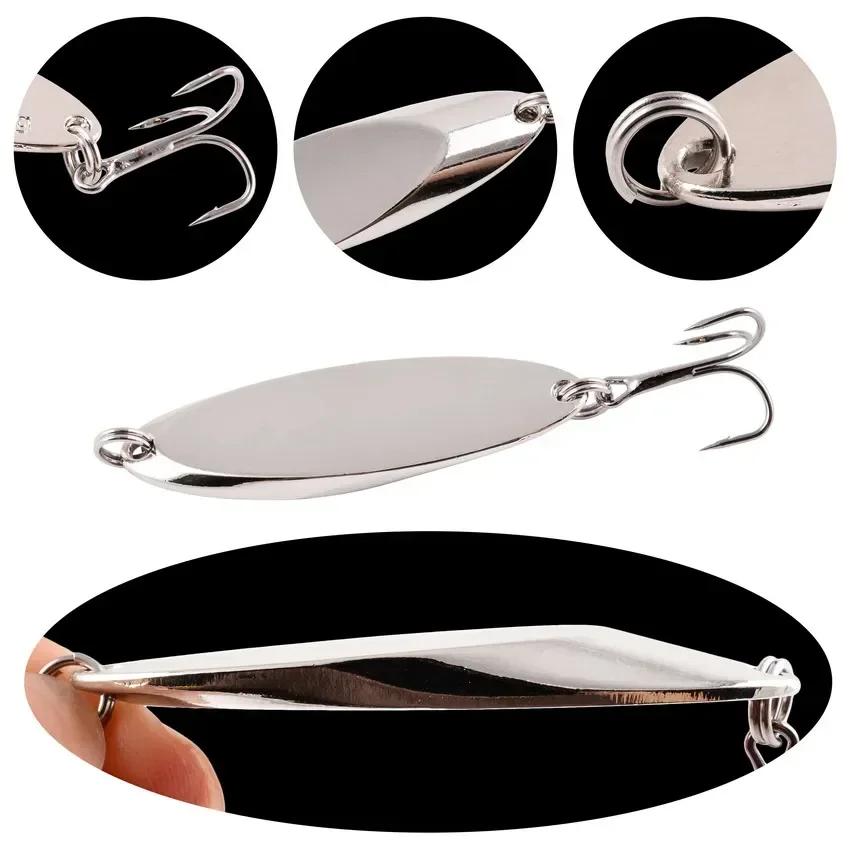 5 pièces 3g-21g pêche lumineuse cuillère en métal leurre appâts durs basse argent cuillère leurre de