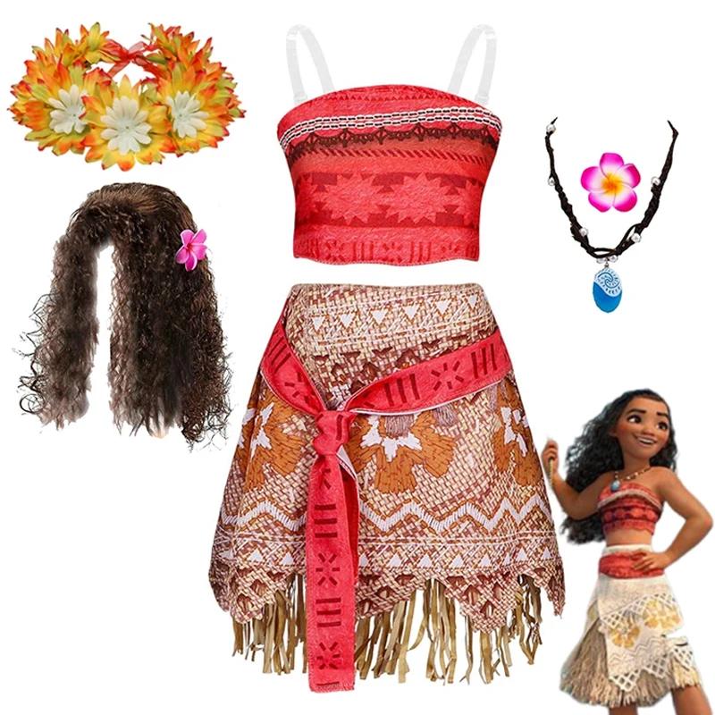 Robe du film Disney Moana pour filles, Costume de fête Cosplay d'halloween, vêtements fantaisie de p
