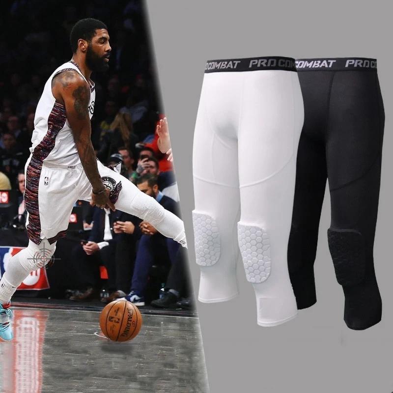 Collants de compression homme anti-collision 3/4 - Genouillères intégrées - Séchage rapide sport
