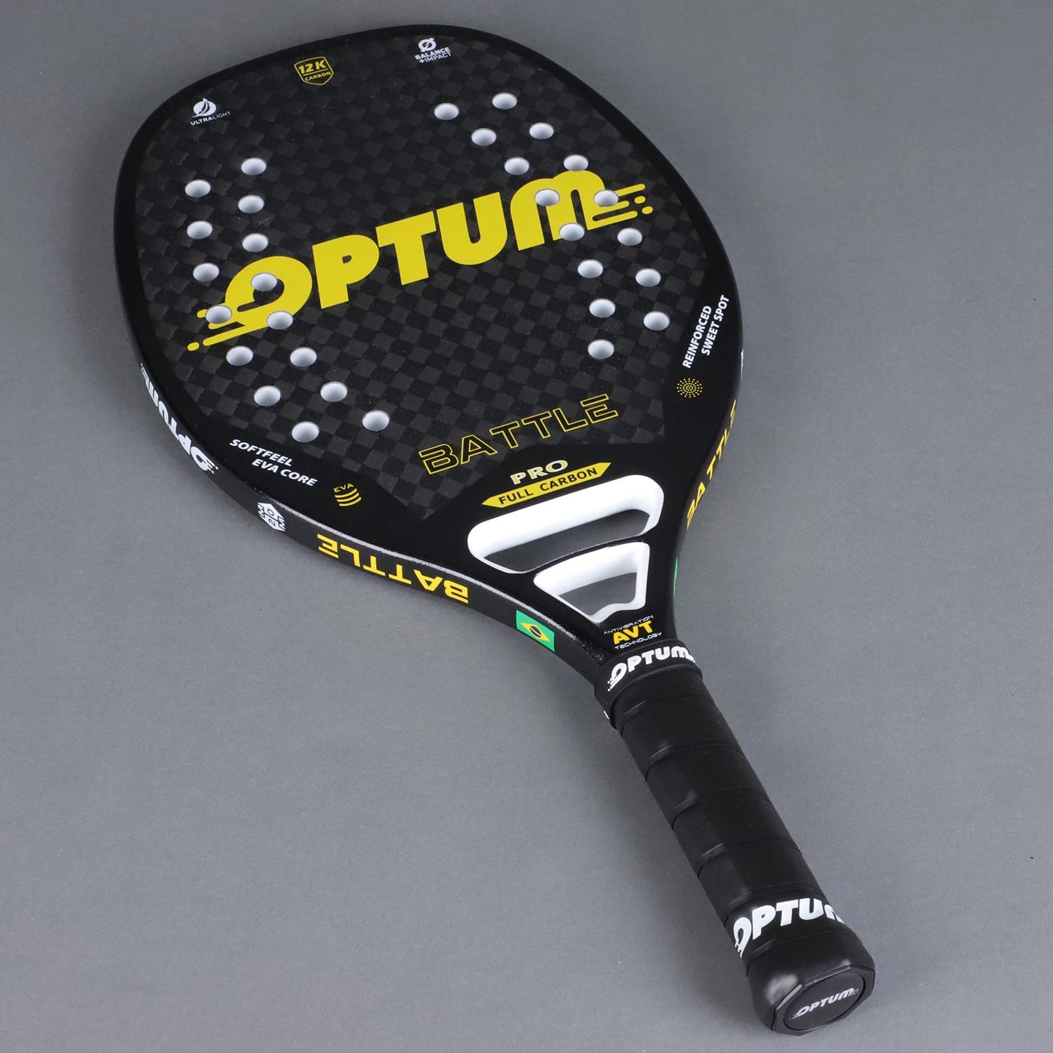 OPTUM BATTLE Raquette de tennis de plage à surface rugueuse en fibre de carbone 12K avec sac de couv