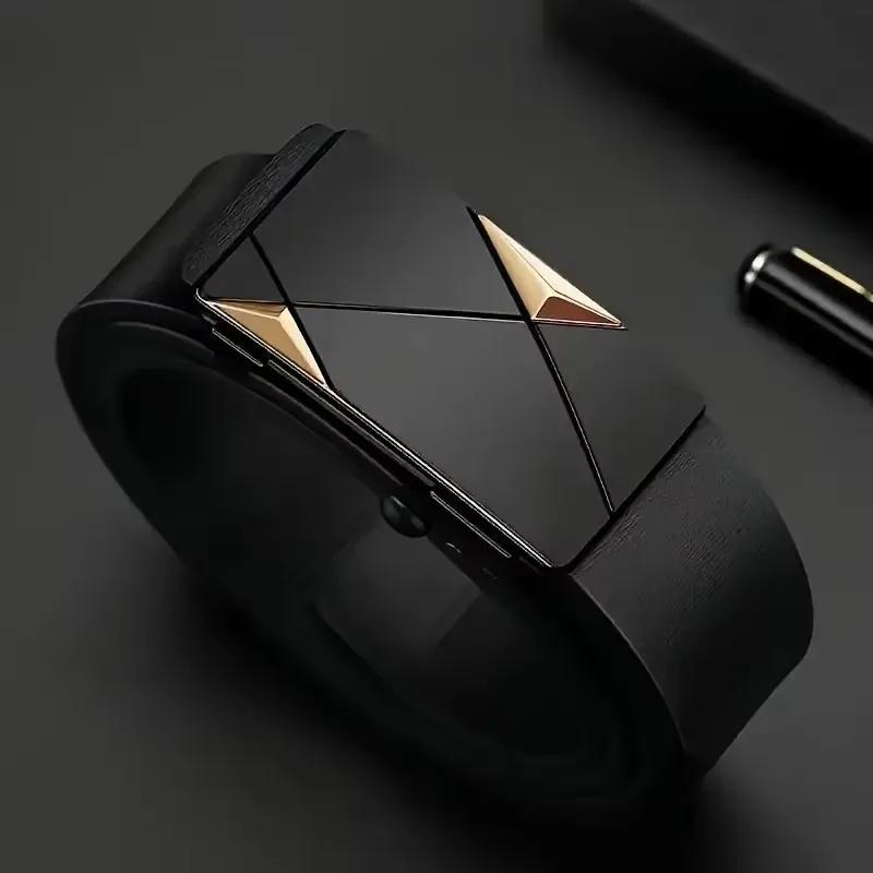 Ceinture à boucle automatique pour homme, élégante, pour costume d'affaires, ceinture décontractée d