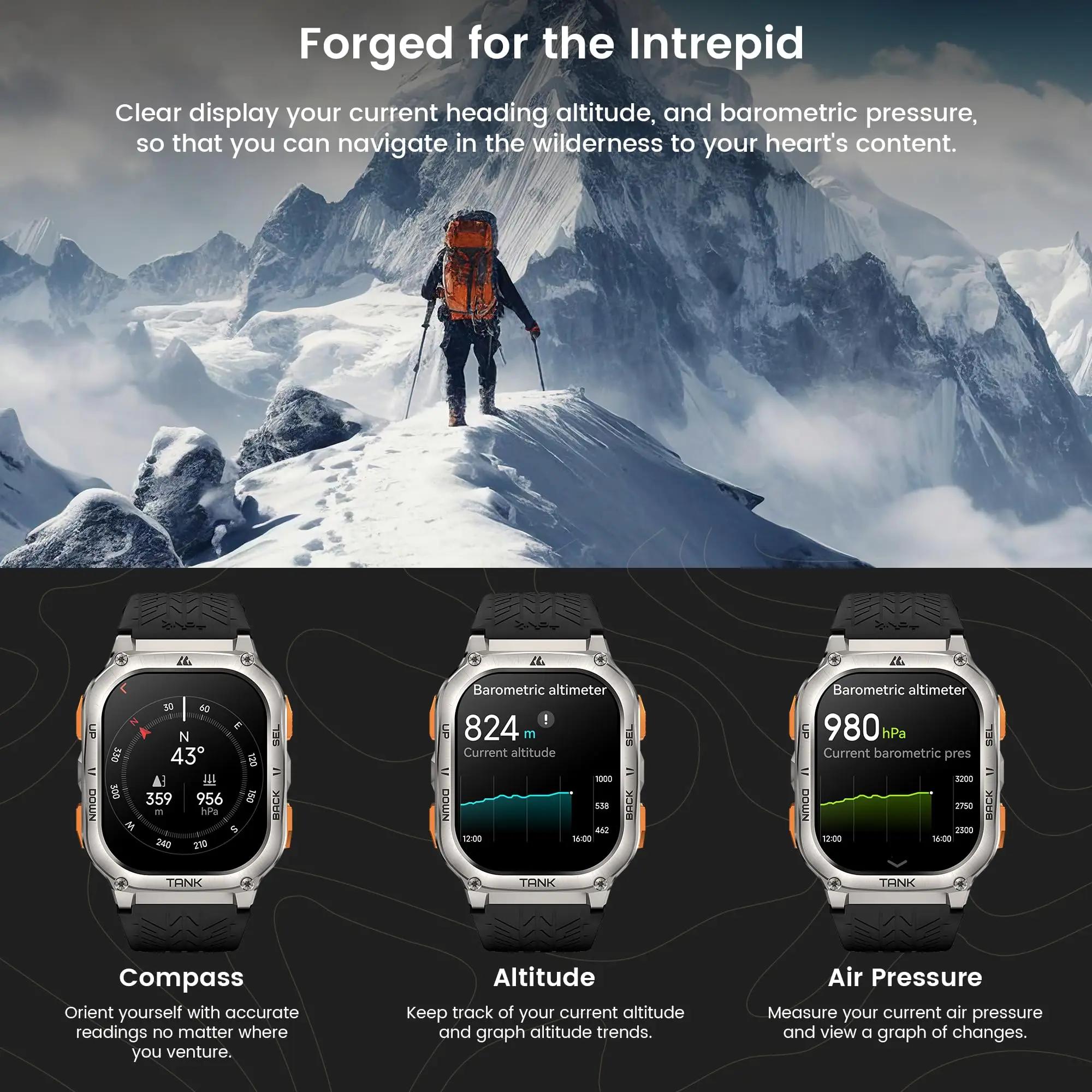 KOSPET TANK M3 Ultra GPS montre intelligente hommes qualité militaire boussole altimètre barométriqu