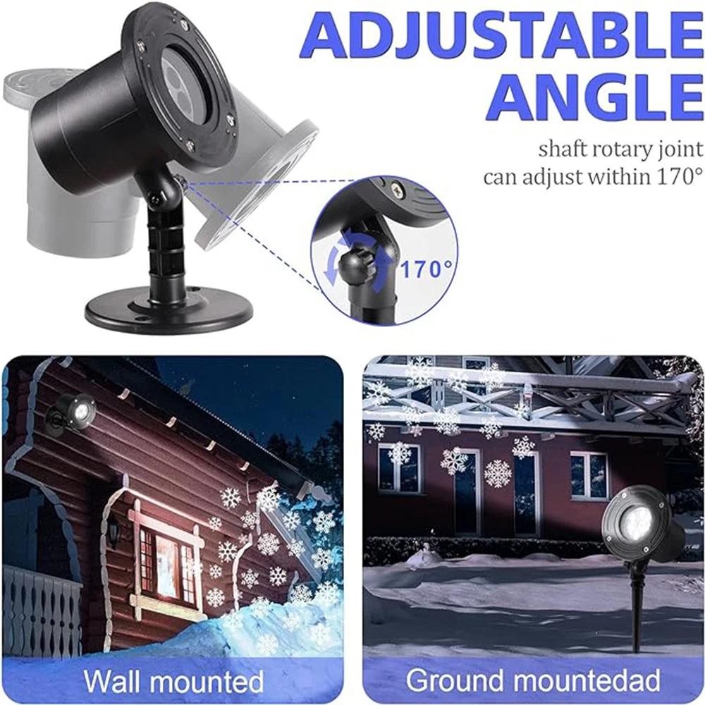 Projecteur de flocon de neige de Noël pour chambre à coucher, lumières dégradées LED, lampe de proje