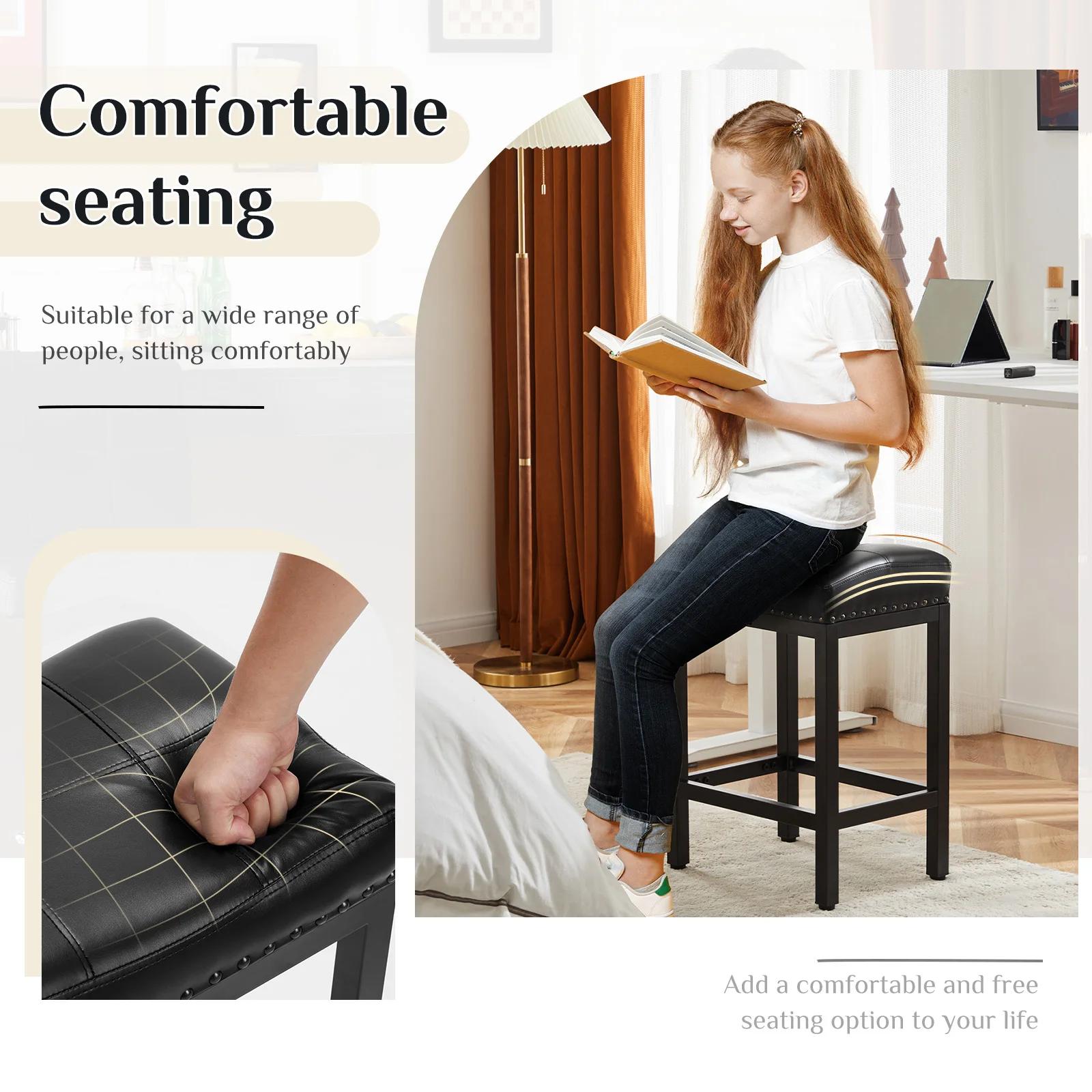 JIAN-Chaise de Bar en Cuir Pu, Style Selle, Comptoir, Recommande, avec Base en Métal, pour la Cuisin