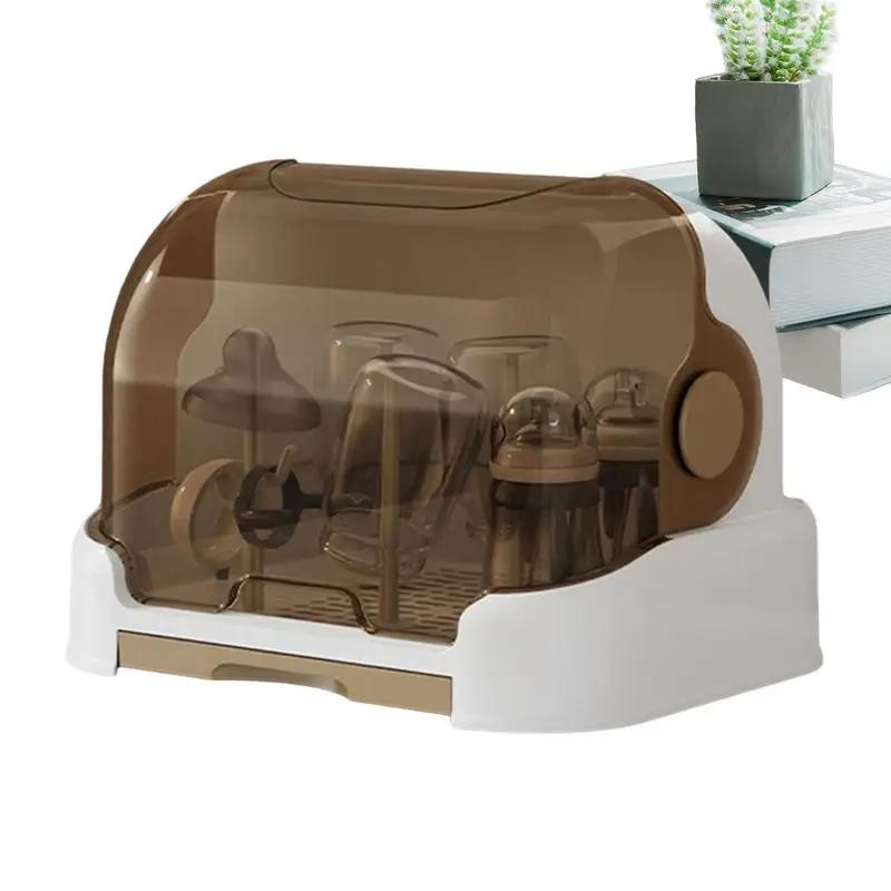 Support de séchage de bouteilles pour bébés, stockage de bouteilles anti-poussière avec plateau d'ég