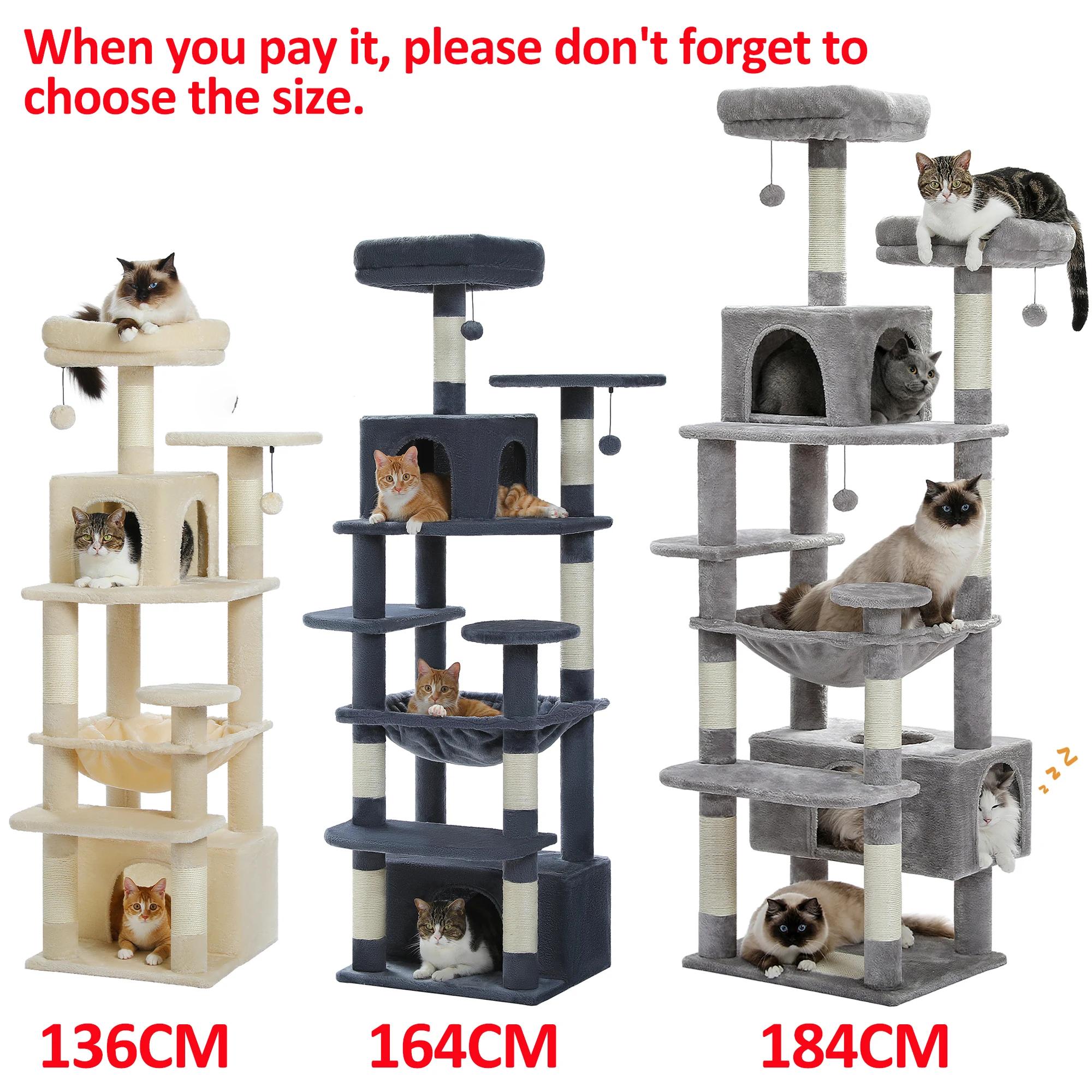 Grand arbre et tour pour chats d'intérieur, avec postes à gratter recouvertes de Sisal, hamac spacie