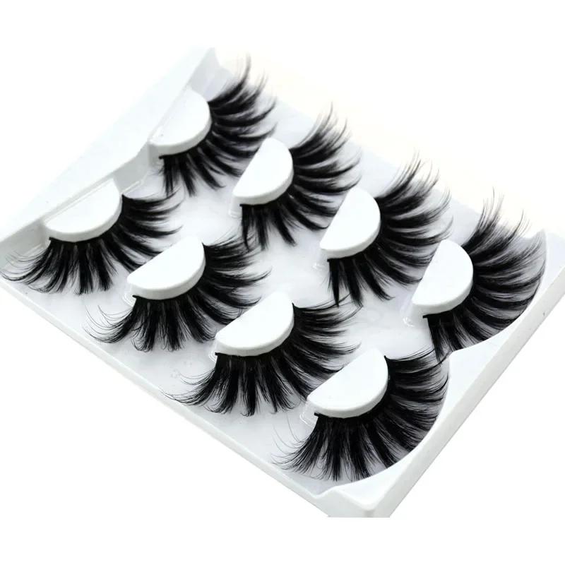 4 paires de cils de vison naturels 25mm cils faits à la main faux cils étendus