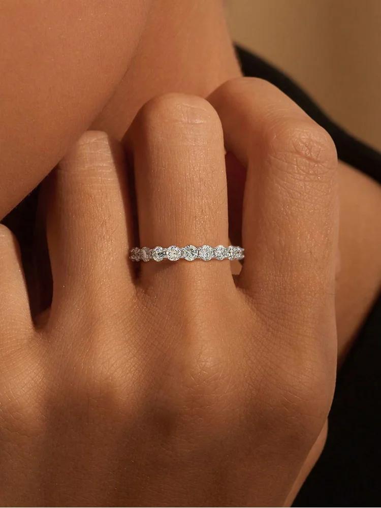 Bague classique en argent Sterling 925 pour femmes, bague simple en Zircon à une rangée, fiançailles