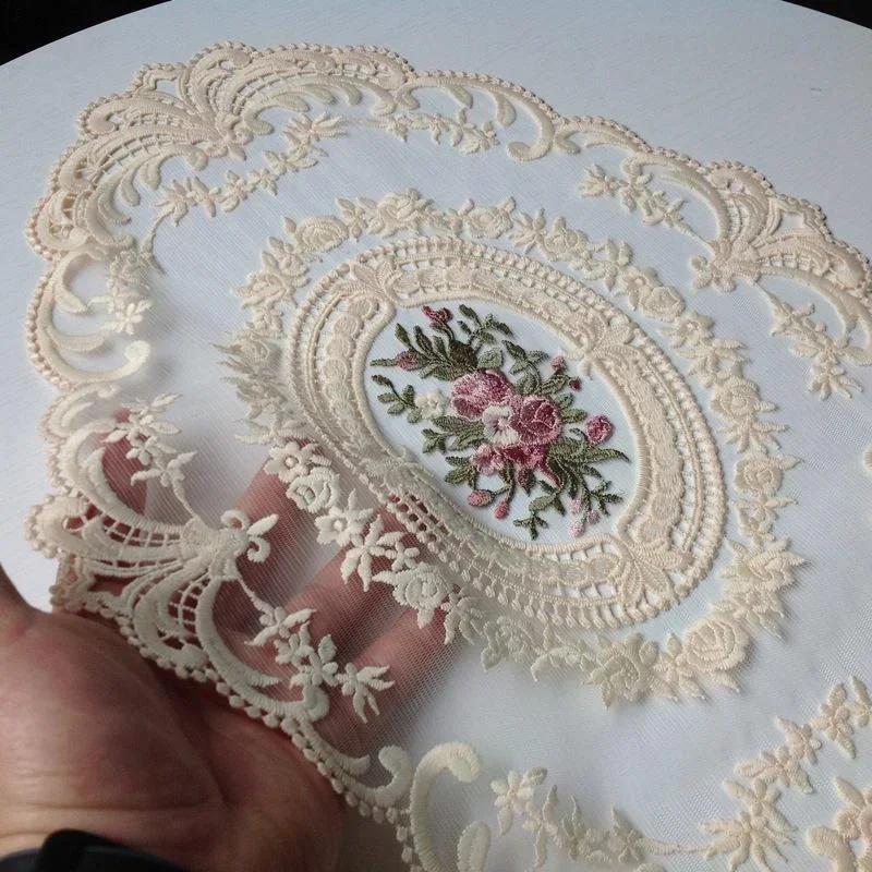 Dessous de verre en broderie de dentelle nareuropéenne, décoration de couverture d'assiette alimenta