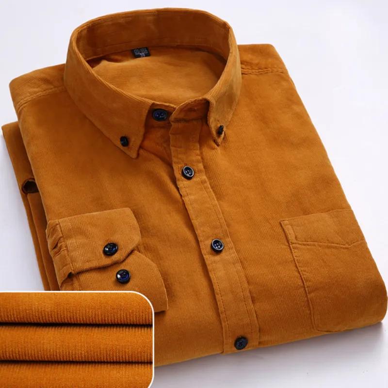 Chemise en velours côtelé à manches longues pour hommes, 100% coton, coupe régulière décontractée, p