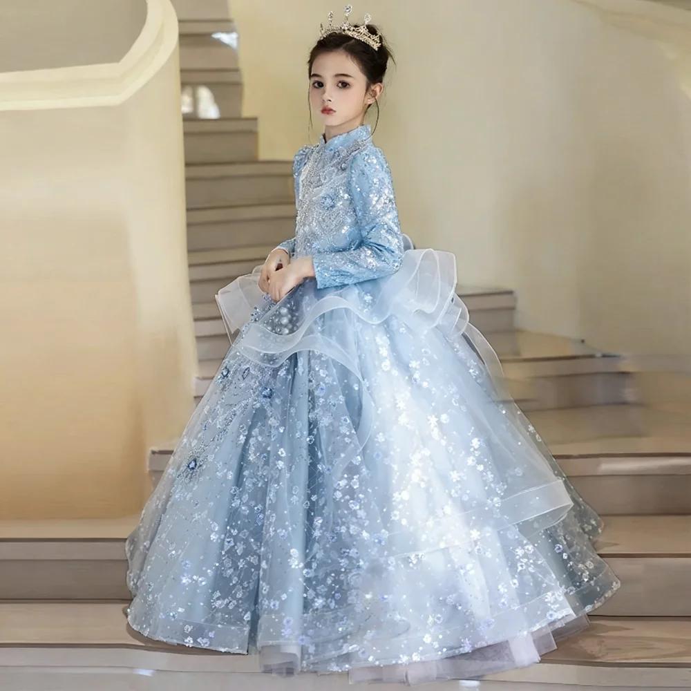 Robe de princesse rose élégante pour filles, idéale pour anniversaire, spectacle, concours, demoisel