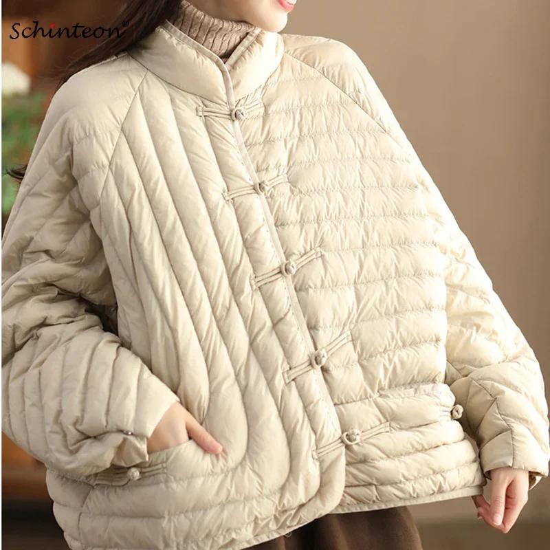 Veste en duvet de canard blanc ultraléger pour femme, manteau vintage, vêtements d'extérieur décontr