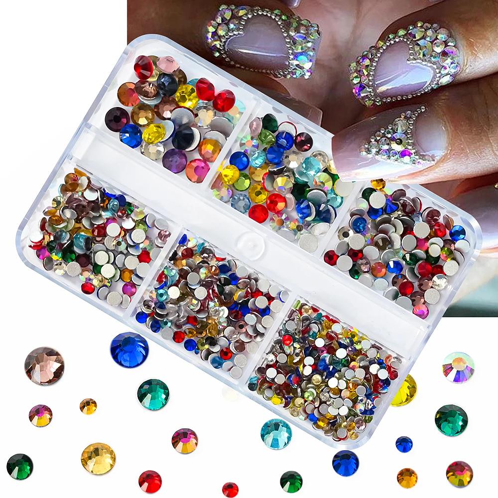 1 boîte Aurora mélange de tailles ss6-ss20 verre Non correcteur à chaud Strass dos plat pierre de cr