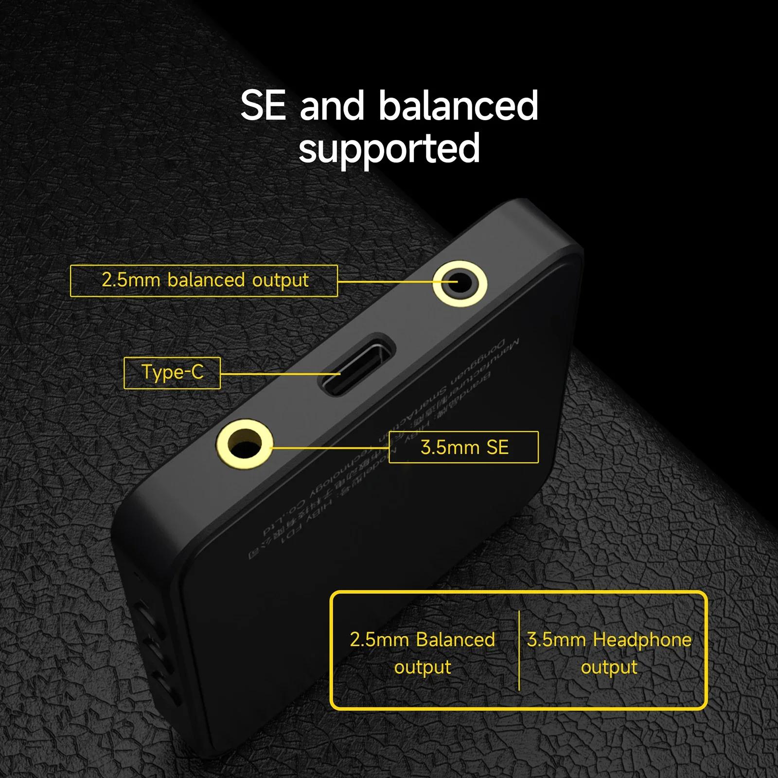 HiBy FD1 Type C USB DAC, amplificateur de casque, décodeur HiFi Audio DSD128 MQA pour lecteur de mus