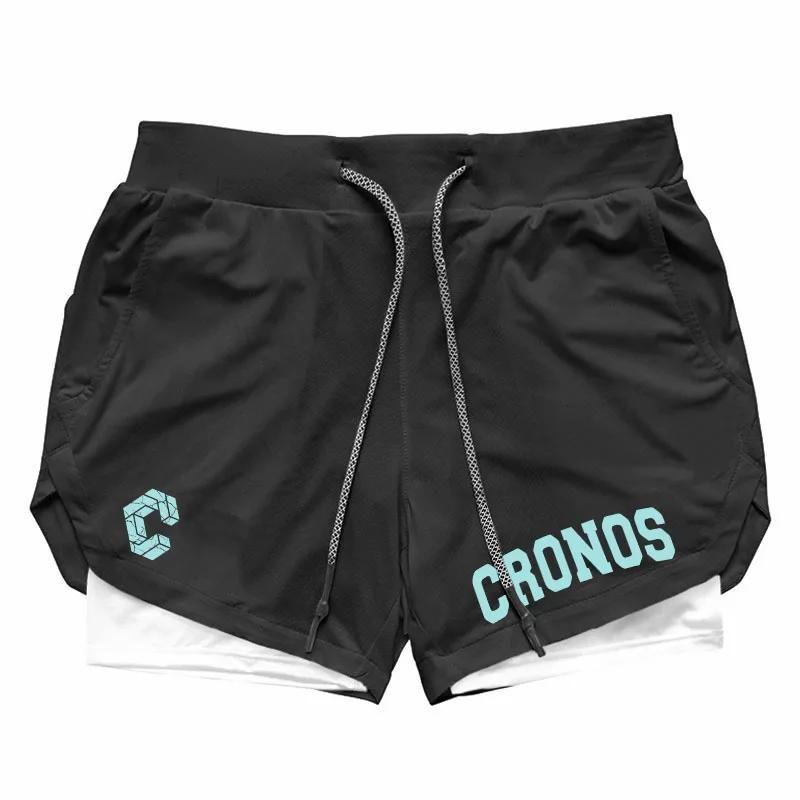 CRONOS Short de sport 2 en 1 pour homme, séchage rapide, avec poches intégrées, pour fitness, gymnas