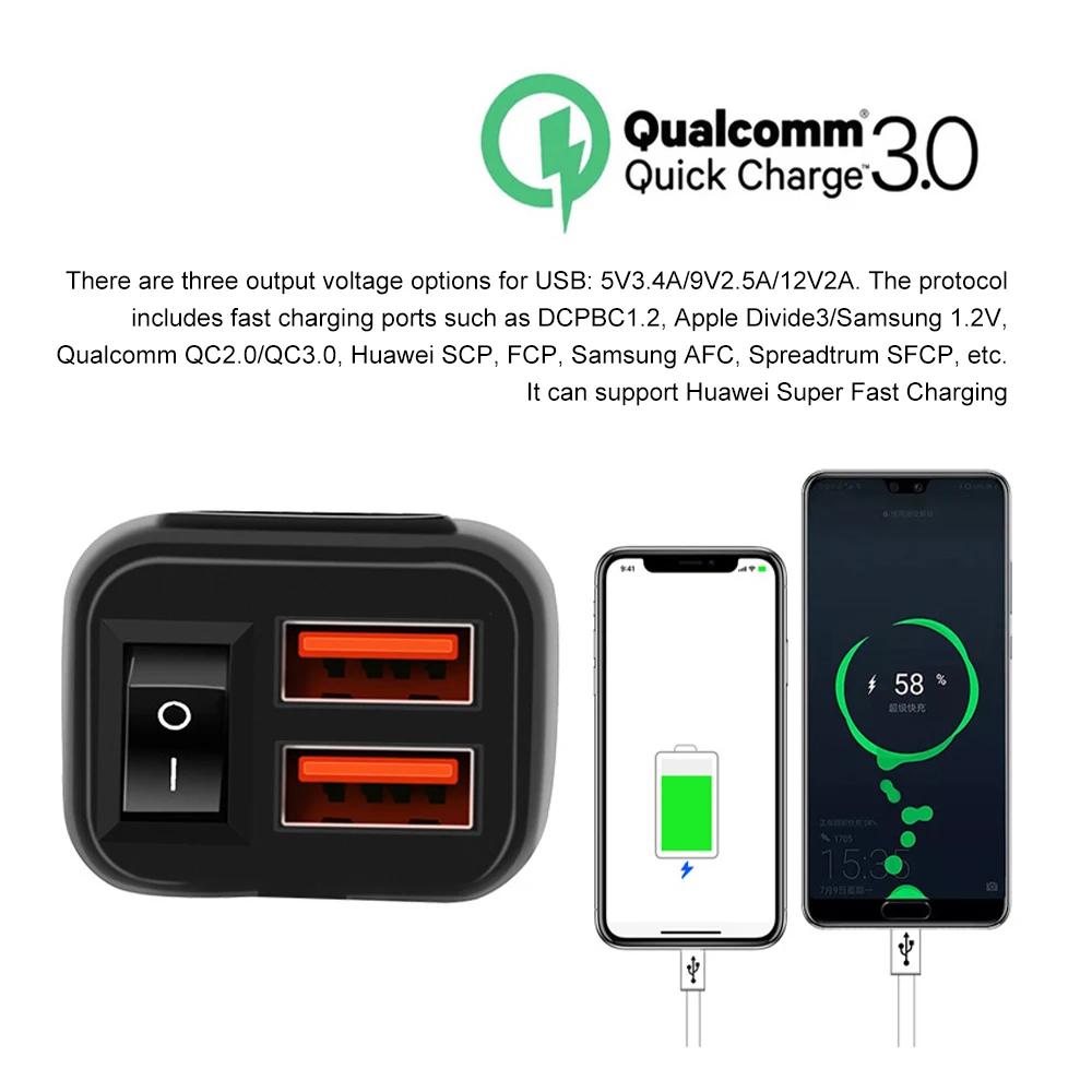 PD QC3.0 – chargeur cellulaire rapide USB pour moto, connecteur de prise de Port de Type C étanche a