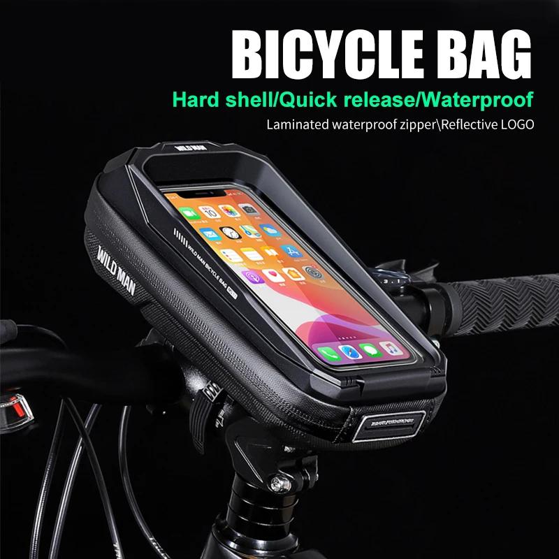 Sac de vélo WILD MAN MS33 étanche - Coque dure avec écran tactile pour cyclisme transfrontalier