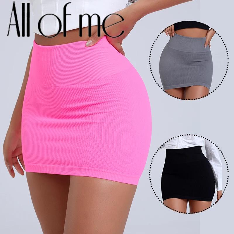 Mini jupe élastique taille haute pour femmes d'affaires, 1 pièce, noire, amincissante, tricotée, dem