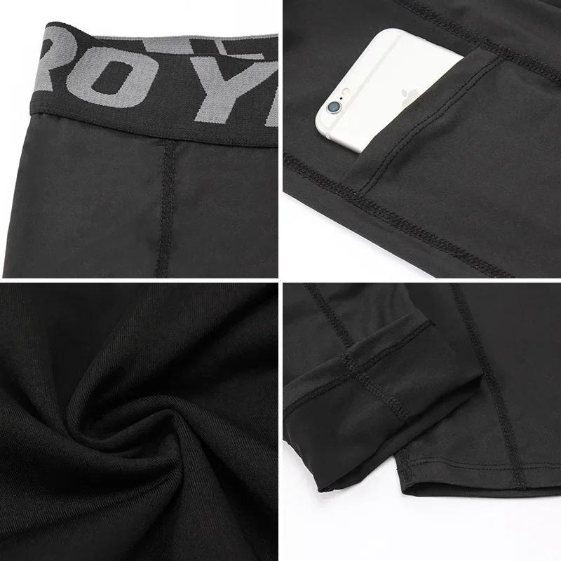 Collants de Compression hommes PRO Fitness course pantalons serrés Leggings de sport avec poche pour