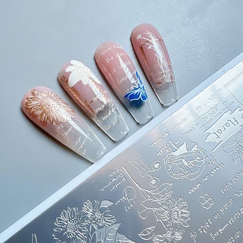 XMQ NAIL ART STAMPING PLATES LETRES Fleurs IMAGTEPLATES TEMPLATE