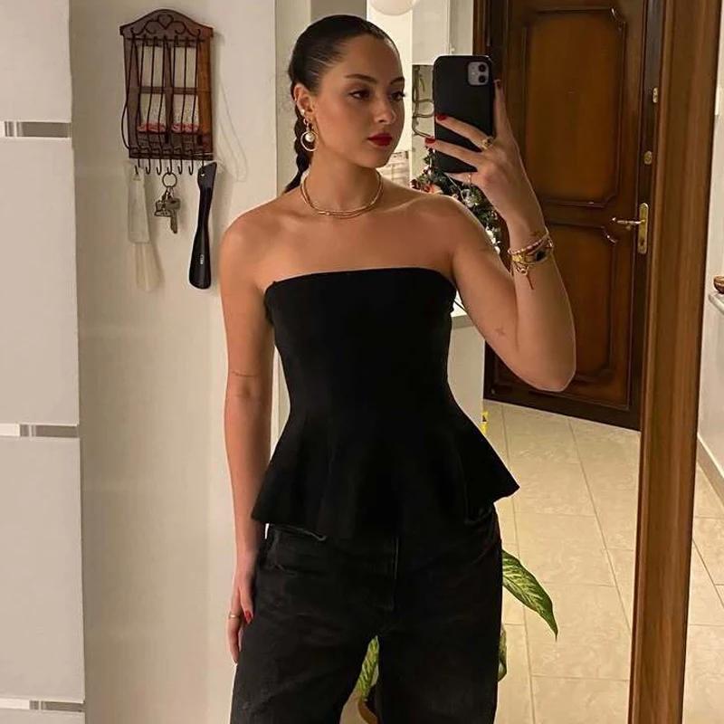 MUJER 2025 Corset bustiers pour femmes hors épaule haut court femme Sexy dos nu débardeur femmes jau
