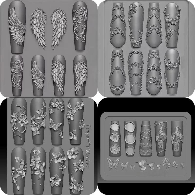 Moule 3D en Silicone pour décorations d'art d'ongle, bricolage de modèles d'ailes d'angle d'arc de f