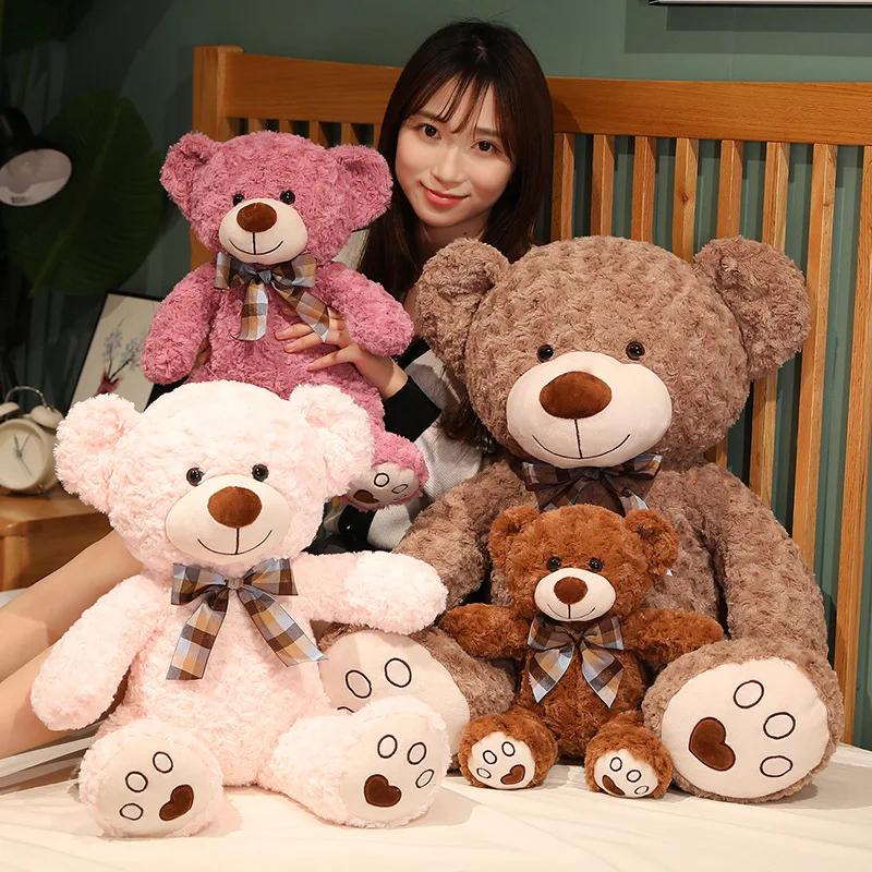 Ours en peluche classique mignon 35/50/60CM, jouets en peluche, nœud papillon Kawaii, oreiller en pe