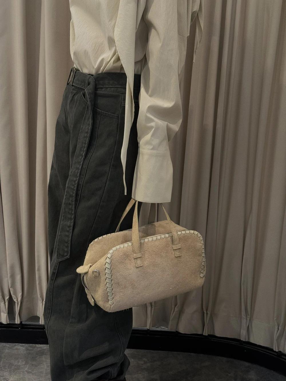 Sac fourre-tout en cuir véritable pour femmes, sac à main en daim pour les déplacements, le Shopping