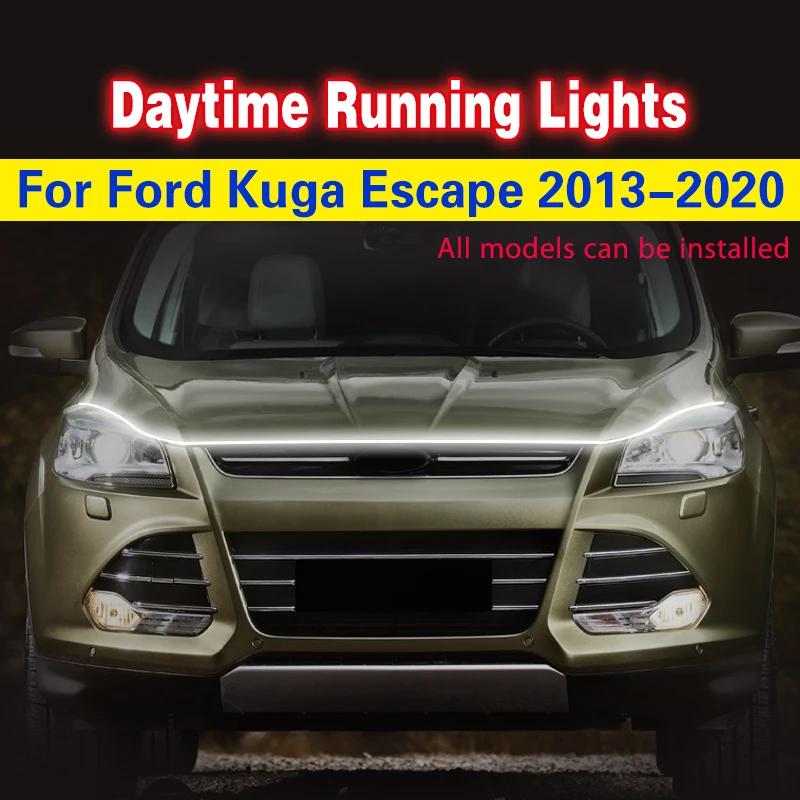 Feux de jour à LED pour Ford Kuga Escape 2013 ~ 20, feux antibrouillard, lumières décoratives flexib