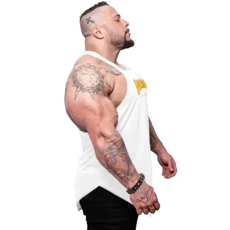 Hommes Fitness Muscle Singlets Décontracté Hip Hop Sans Manches Lâche T-Shirt Coton Respirant Vêteme