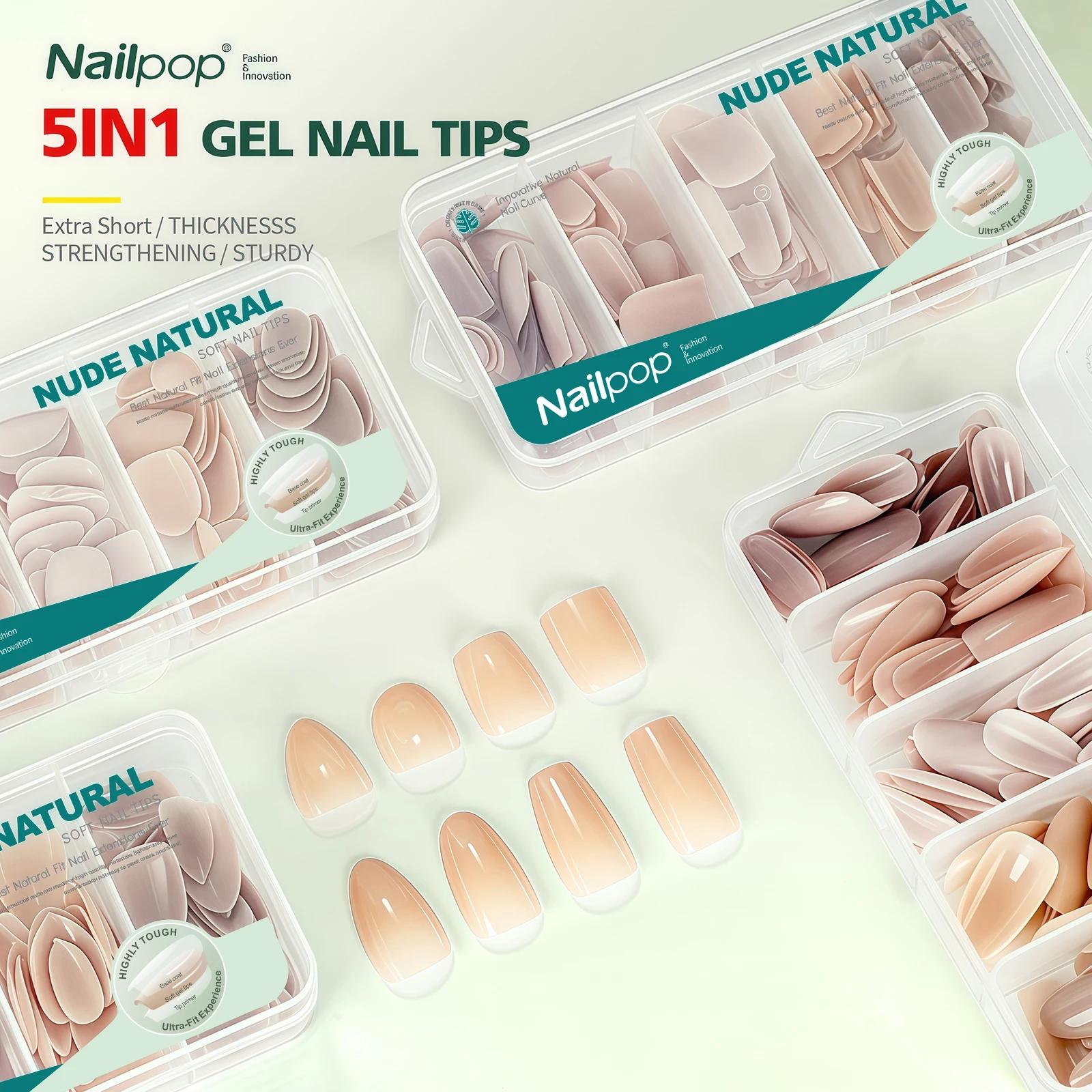 Nailpop Ultra Fit presse sur ongles Extra court/moyen naturel avec couleur de Base forte adhérence n