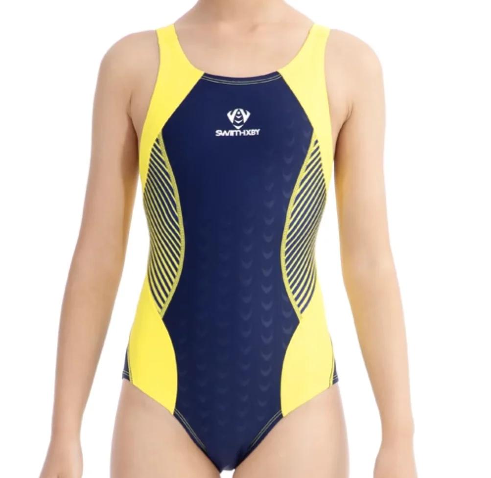 Maillot de bain de compétition pour filles, Triangle en peau de requin, haute Performance, maillot d