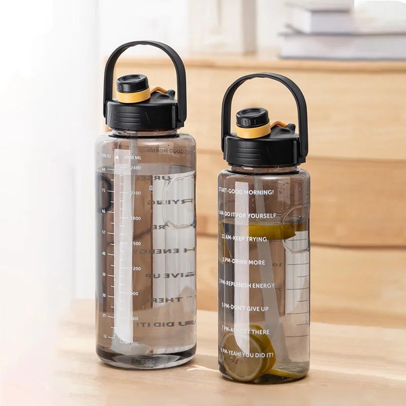 LUSQI – bouteille d'eau de sport 1,5 l/2l/3l, tasse en plastique de grande capacité, anti-fuite avec