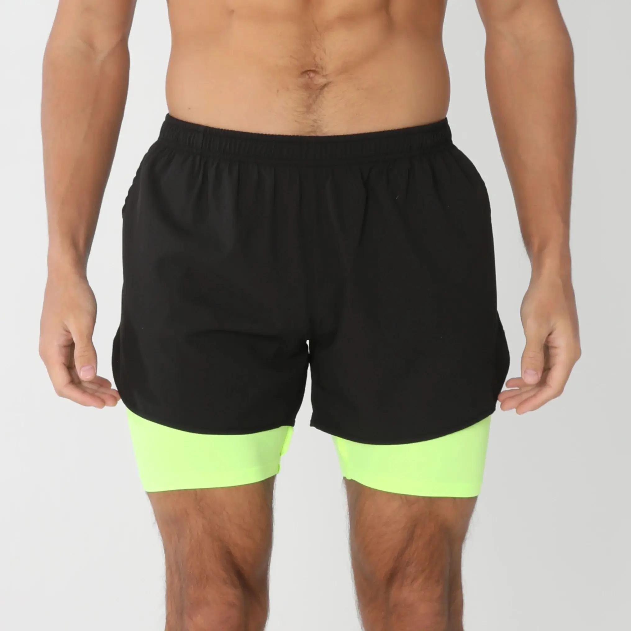 Short de course avec poches doublées pour homme, séchage rapide, léger, respirant, athlétique, sport
