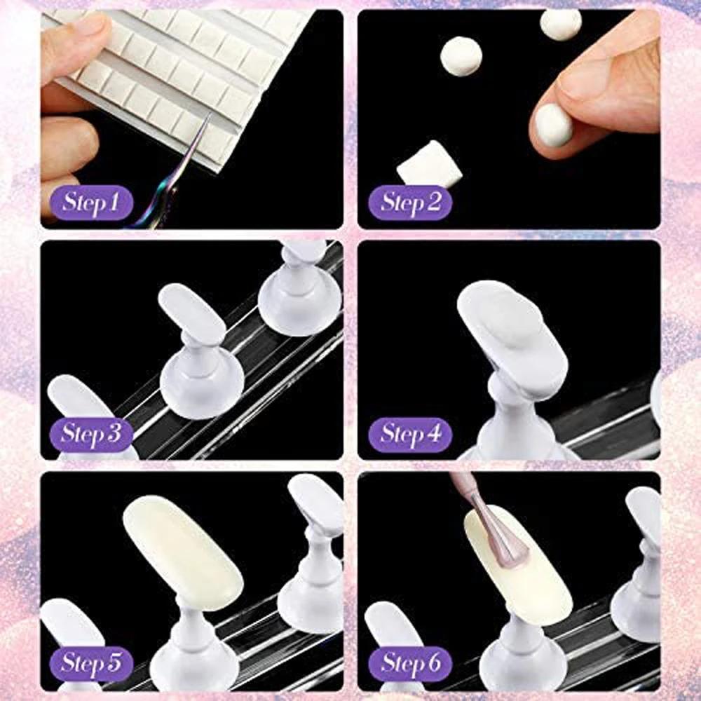 Colle adhésive réutilisable pour ongles, argile blanche/rose/verte, pour faux ongles, présentation d