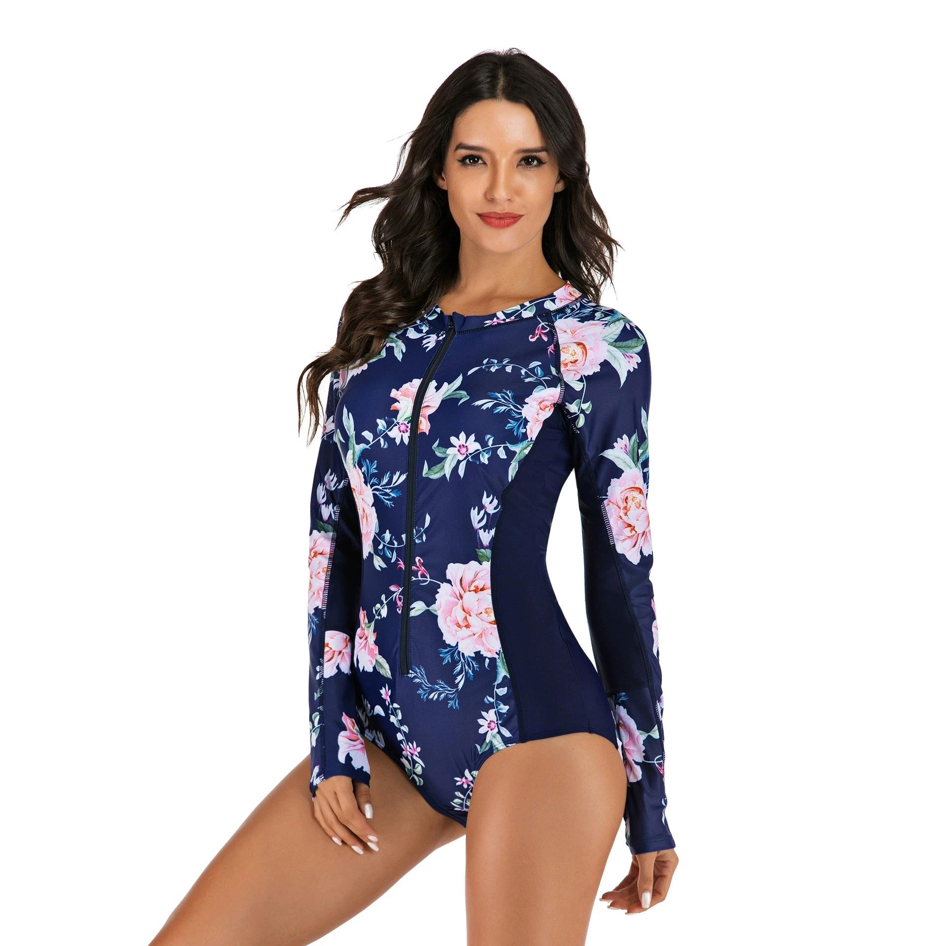 Maillots de bain femme 2025 une pièce maillots de bain à manches longues ventre minceur éruption gar