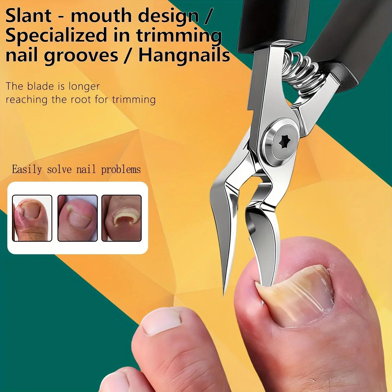 Coupe-ongles professionnel en acier robuste avec lame dentelée – Pour ongles épais et incarnés, tond