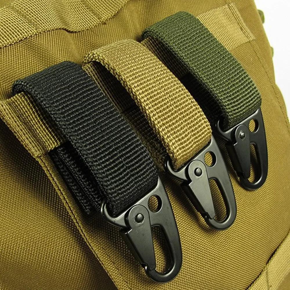 Mousqueton tactique d'extérieur, 3 pièces, porte-clés EDC, sangle en Nylon, porte-clés, sac à dos de